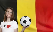 Belgium Flag with female soccer fan