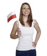 Woman Shows Flag Of Poland