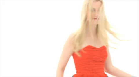 Slow Motion Woman Swirling Around