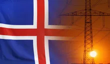 Energy Concept Iceland Flag with sunset power pole