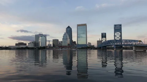 4K Time Lapse Close Up Sunset Skyline Jacksonville Florida