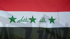 Iraq Flag Slow Motion Oil Production Concept