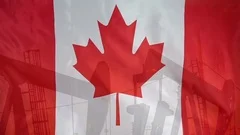 Canada Flag Slow Motion Oil Production Concept
