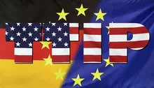 TTIP Concept USA, Germany and EU flags composition