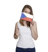  Woman Hides Her Face Behind Czechia Flag