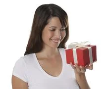 Beautyful Young Woman With A Present