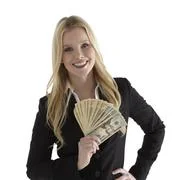 Confident Young Businesswoman Holding Currency Notes And Smiling