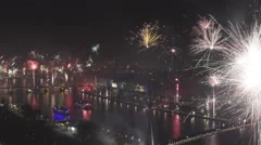 4K Time Lapse Zoom Out Grand Firework Aerial New Years Eve