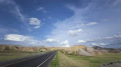 4K Time Lapse Zoom In Badlands Colorful Yellow Mounds