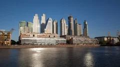 4K Time Lapse Buenos Harbor Aires Skyline Wide Angle (Editorial)