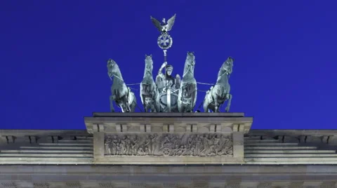 Time Lapse Close Up And Zoom Out Brandenburg Gate At Sunset, Berlin