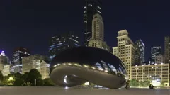 4K Time Lapse Pan Shot Cloud Gate At Night