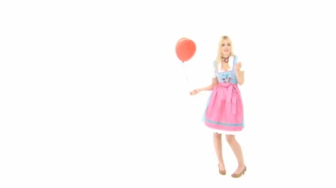 Blonde Woman With A Red Ballon