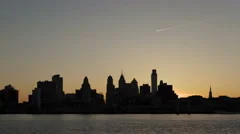 4K Time Lapse Zoom Out Sunset Philadelphia Skyline