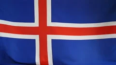Slowmotion Real Textile Flag Of Iceland