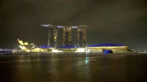 Singapore Marina Bay At Night Zoom-In