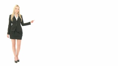 Blonde Business Woman Pointing