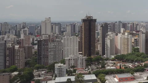 Time Lape Extreme Close Up Pan Shot Aerial View Curitiba Skyline