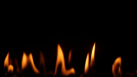 Slowmotion Fireplace Burning Close Up