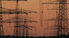 Sunset Wind Turbine And Power Lines