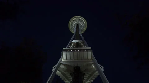 4K Time Lapse Of Seattle Space Needle Night