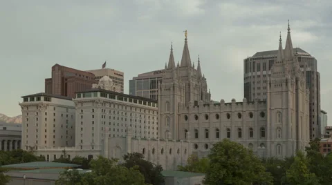 4K Time Lapse Close Up Mormon Temple In Salt Lake City Utah