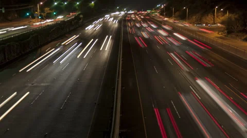 4K Time Lapse Freeway Light Trails At Night