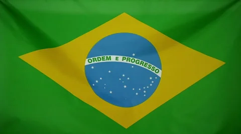 Slowmotion Real Textile Flag Of Brasil