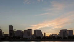 Portland Skyline Sunset 4K Timelapse Zoom Out