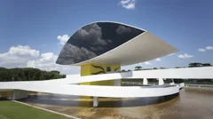 4K Time Lapse Niemeyer Museum Curitiba Zoom In