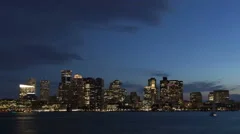 4K Time Lapse Zoom Out Boston Skyline At Twilight