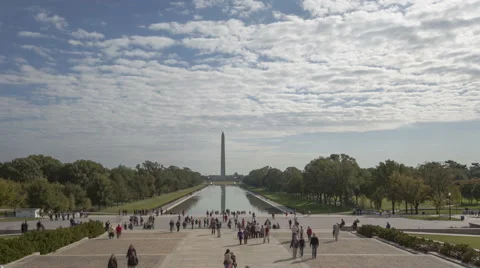 4K Time Lapse Zoom Out Crowd At Washington Monument