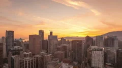 4K Time Lapse Zoom Out Vancouver Skyline Sunset