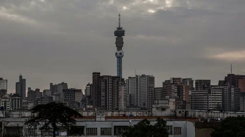 4K Time Lapse Johannesburg Skyline Zoom Out