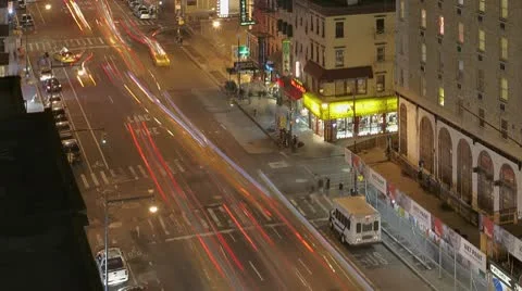 Timelapse Traffic At Night On 8Th Ave