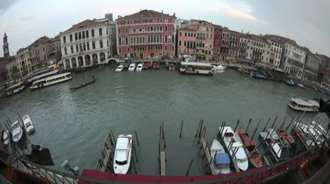 4K Time Lapse Fisheye Venice Sunset Grand Canal