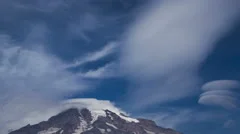 4K Time Lapse Zoom Out Mt. Rainier With Clouds