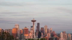 4K Time Lapse Close Up Seattle Skyline Sunset