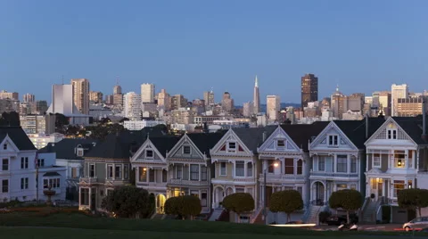 4K Time Lapse Zoom In Painted Ladies San Francisco Sunset