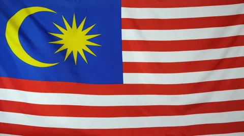 Malaysia Flag Real Fabric Close Up 4K