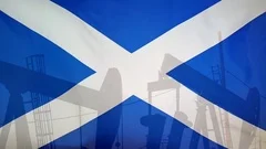 Scotland Flag Slow Motion Oil Production Concept