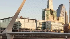Time Lapse Golden Hour Buenos Aires Puente De La Mujer Zoom Out (Editorial)