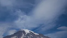 4K Time lapse close up Mt. Rainier with clouds