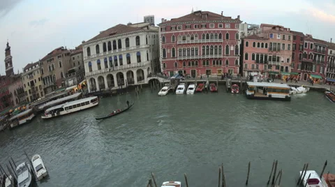 4K Time Lapse Pan Shot Fisheye Venice Sunset Grand Canal