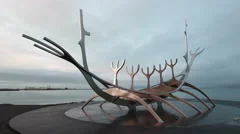 4K Time Lapse Reykjavik Sun Voyager Close Up