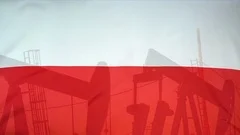 Poland Flag Slow Motion Oil Production Concept
