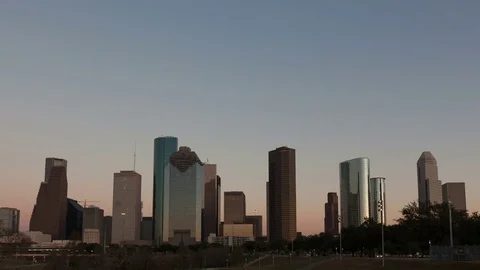 Houston 4K Time Lapse Twilight To Night Zoom In (Editorial)