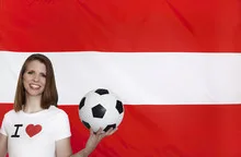 Austria Flag with female soccer fan