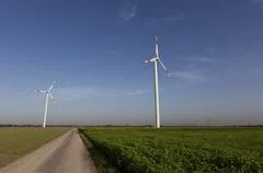 Wind Turbines With Blue Sky