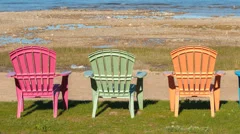 Time Lapse Shadow Passing Row Of Chairs